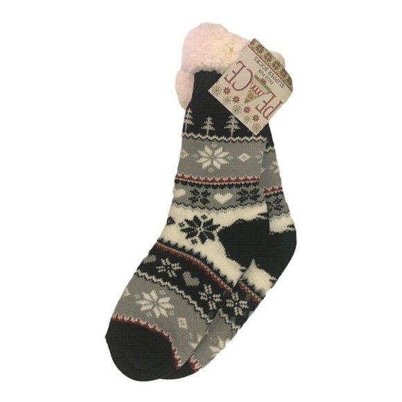 Peace Cabin Faux Fur Slipper Socks Womens Size 6-10 Soft Lined Non Slip Soles - Picture 2 of 8